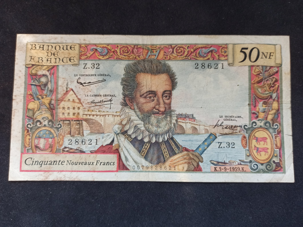 50 Nouveaux Francs NF Henri IV (3-9-1959) (Ref 390)
