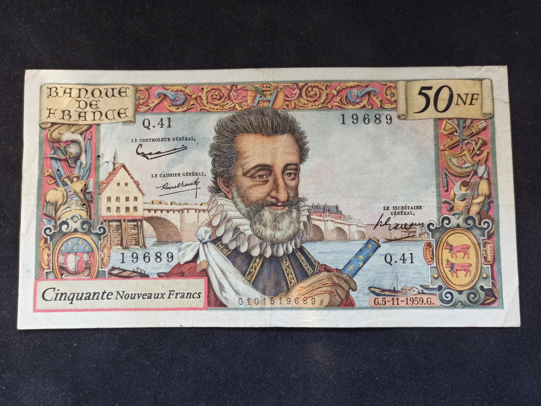 50 Nouveaux Francs NF Henri IV (5-11-1959) (Ref 393)