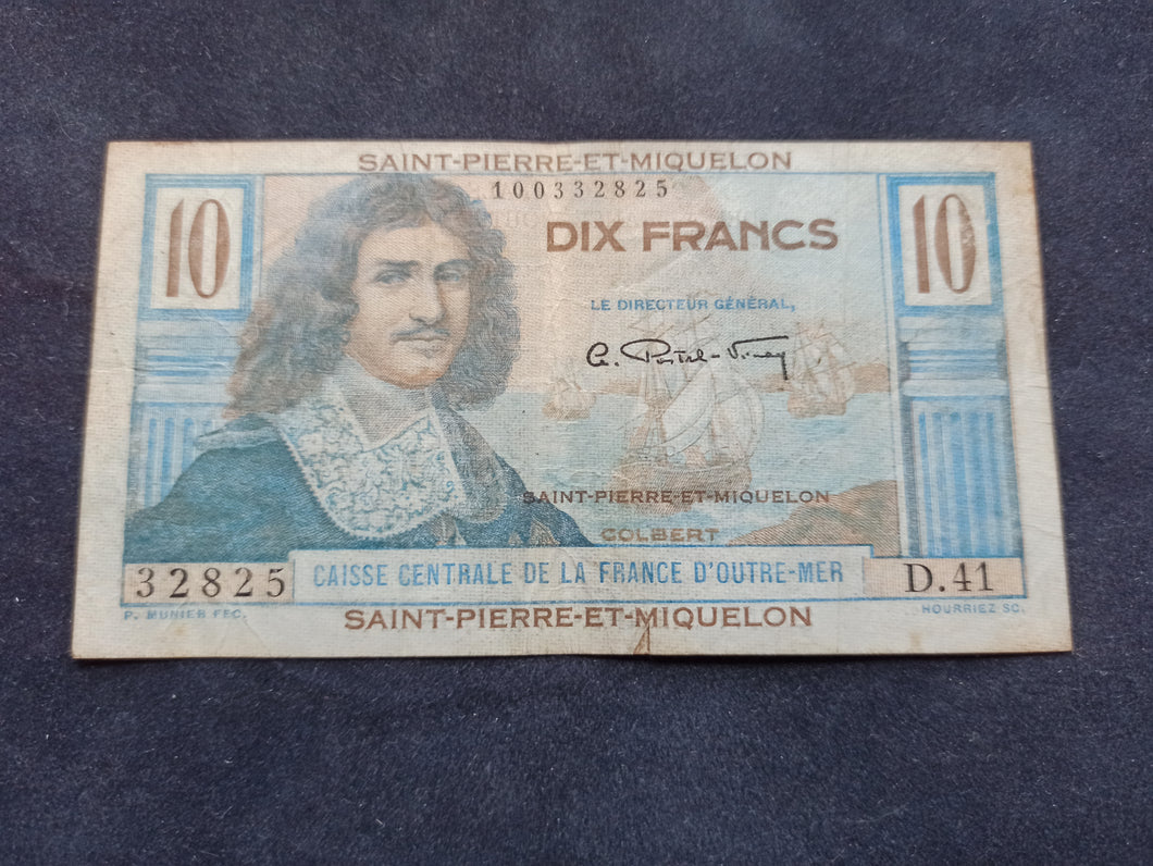 St Pierre & Miquelon : 10 Francs Colbert 1950 (Ref 419)