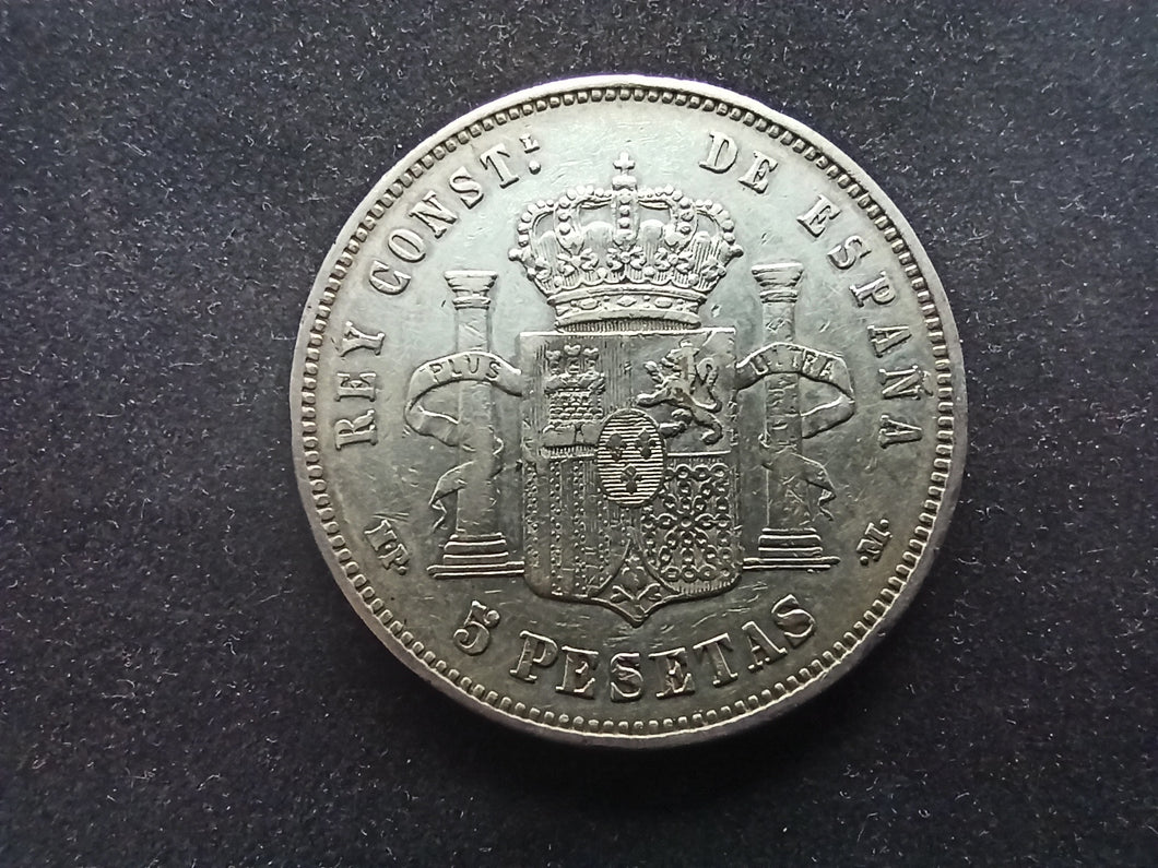 Espagne : 5 Pesetas 1888 Argent (Ref 480)