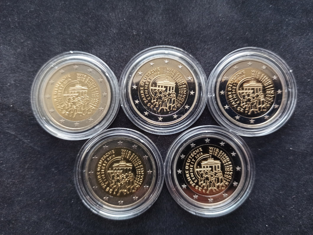 5 X 2 Euro BE Commémorative Allemagne 2015 Commune sous capsule