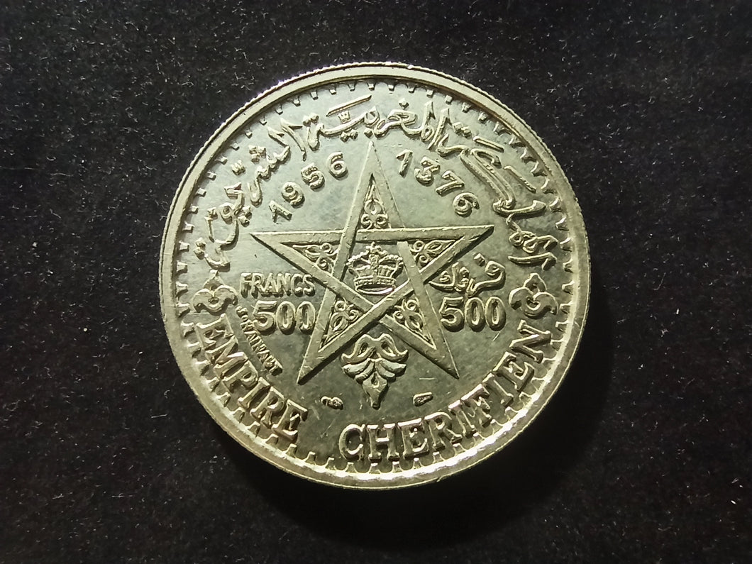 Maroc : 500 Francs 1956 Argent (Ref 495)