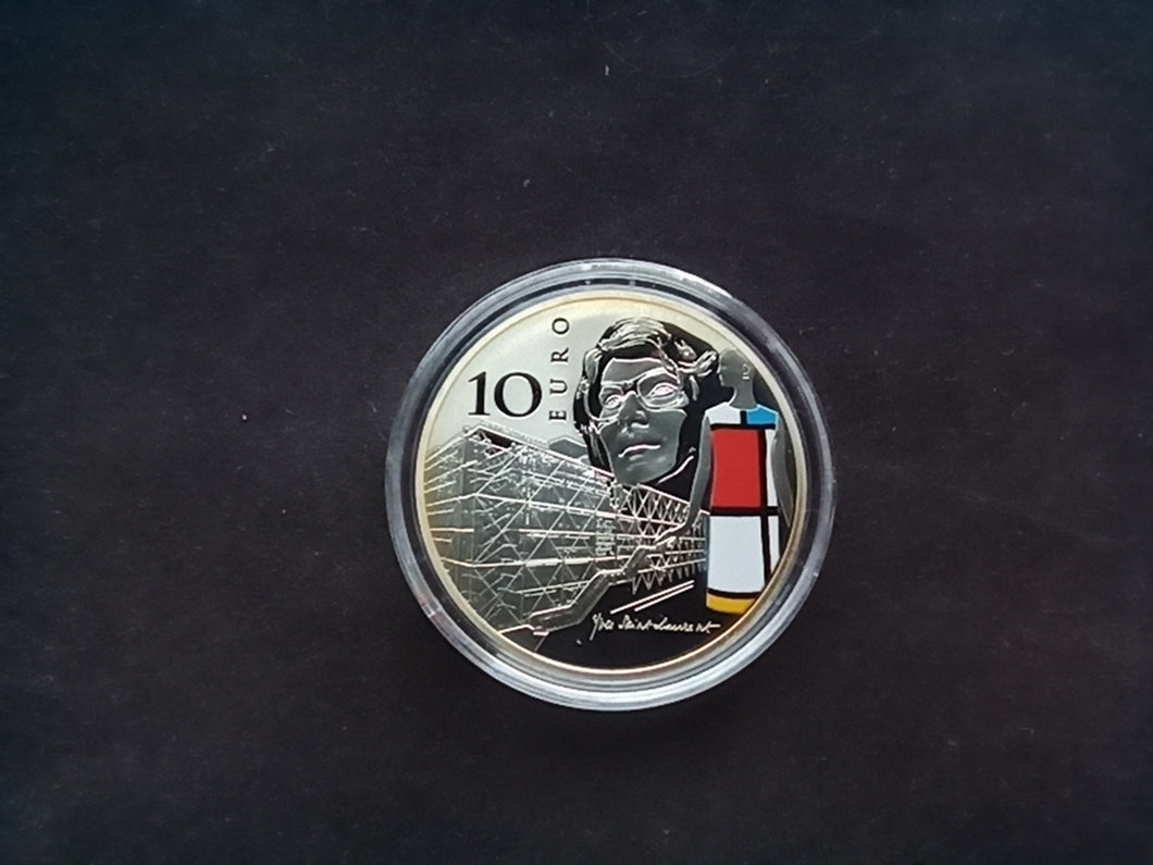 France : 10 Euro Argent 2016 Yves Saint Laurent Colorisé BE