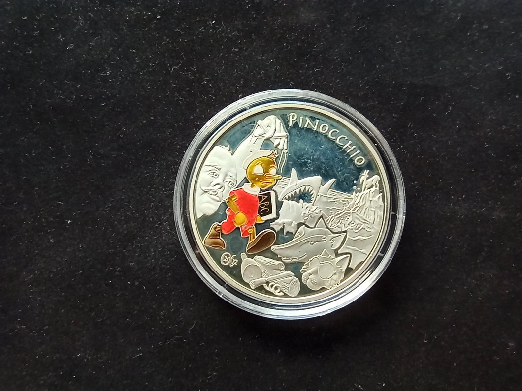 France : 1 Euro 1/2 Argent 2002 Pinocchio Colorisé BE