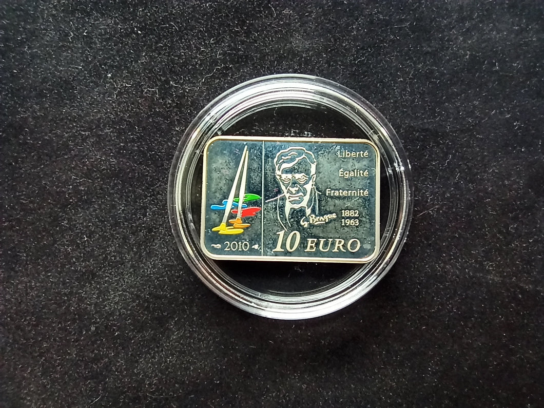 France : 10 Euro Argent 2010 : Braque Colorisé BE