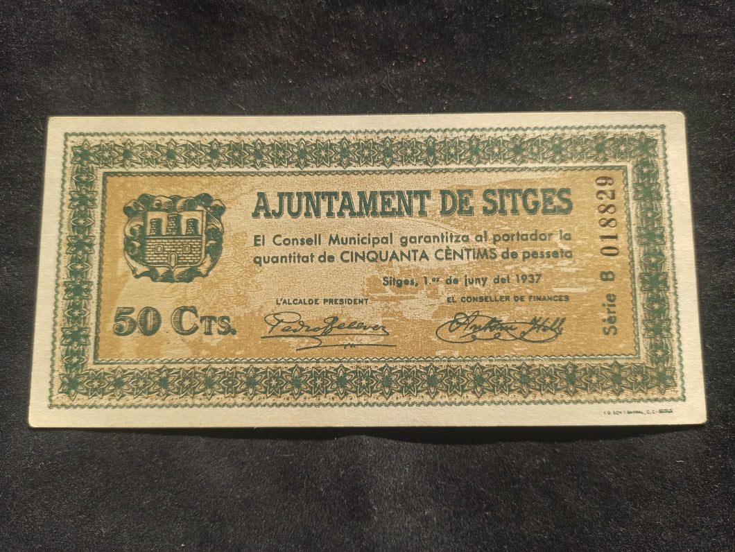 Espagne : 50 Centimes 1937 Conseil Municipal (Ref 588)