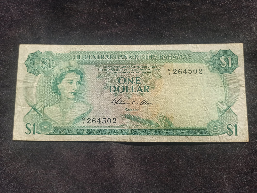 Bahamas : One Dollar 1974 (Ref 629)  Sign Allen