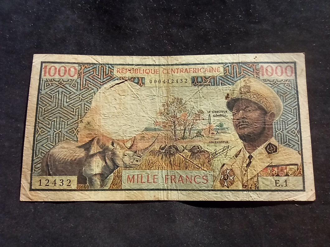 Centrafrique : 1000 Francs 1974 (Ref 610)