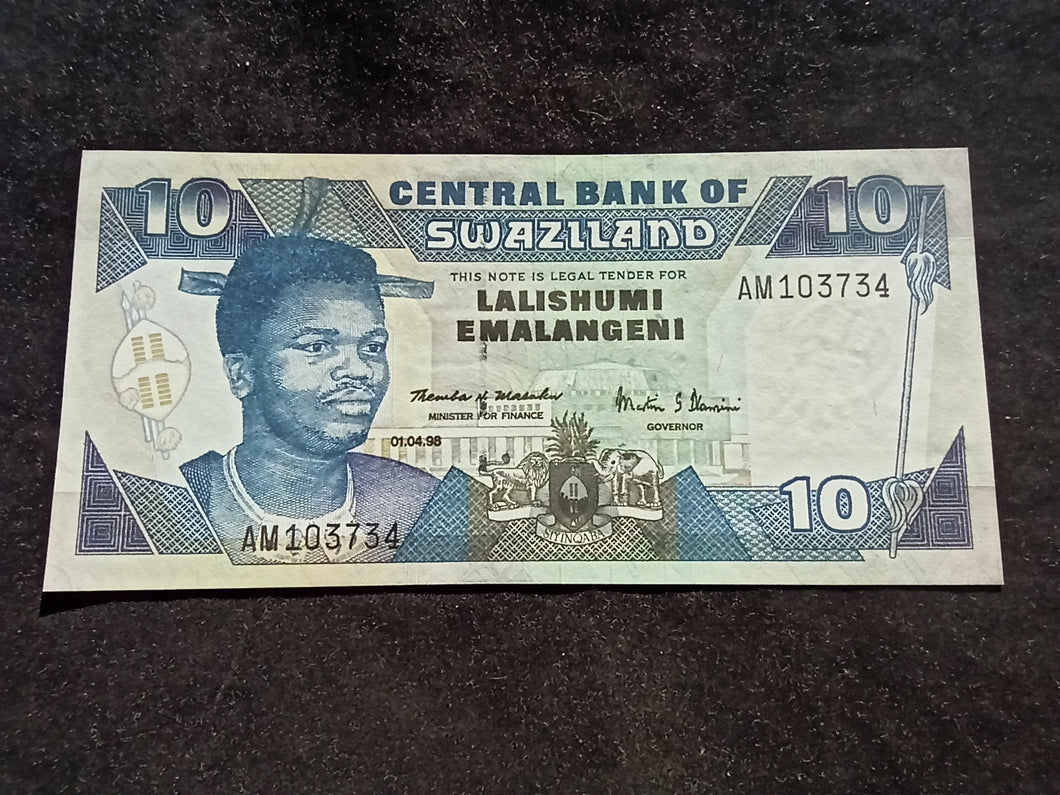 Swaziland : 10 Emalangeni 1998 NEUF (Ref 618)