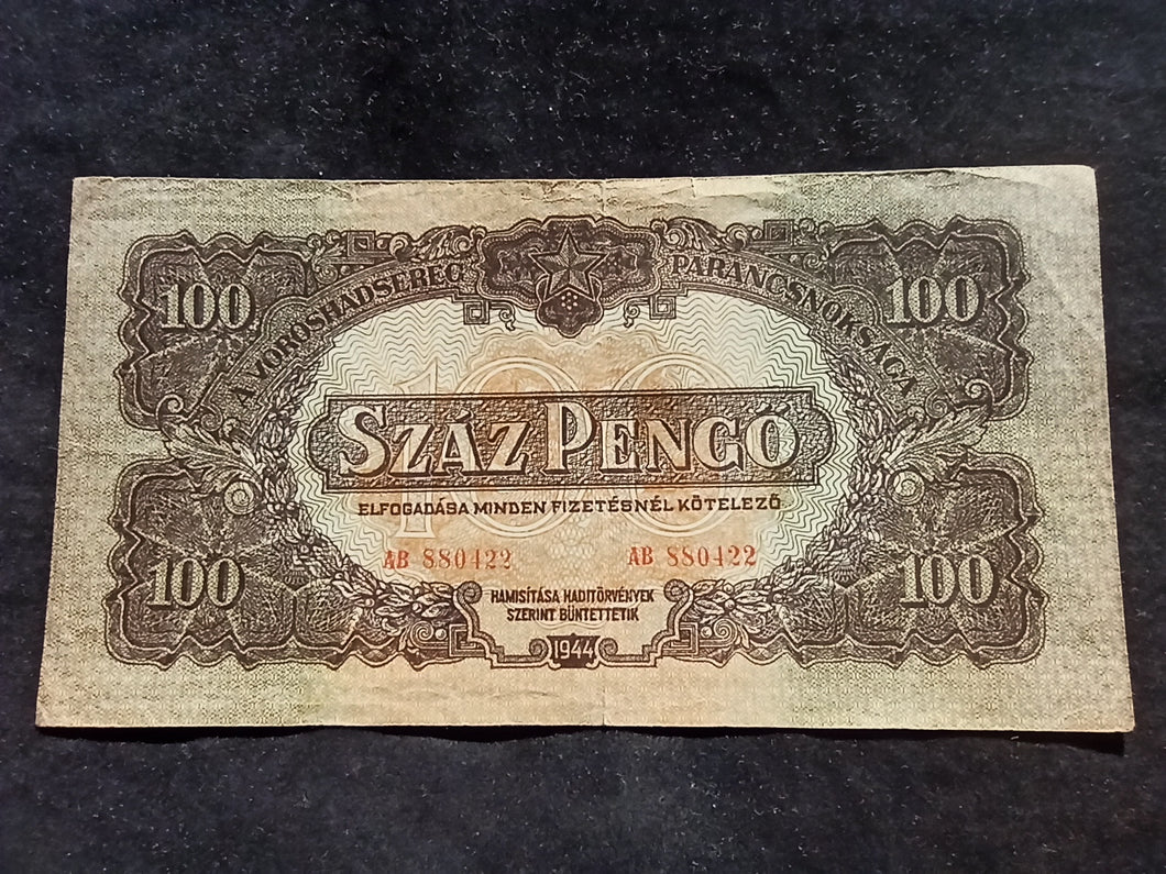 Hongrie : 100 Pengo 1944 (Ref 592)