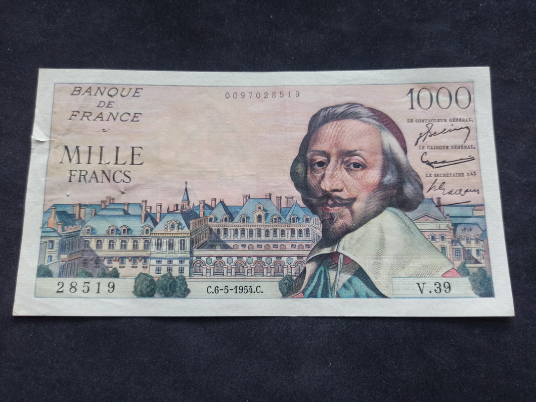 1000 Francs Richelieu (6-5-1954) (Ref 655)