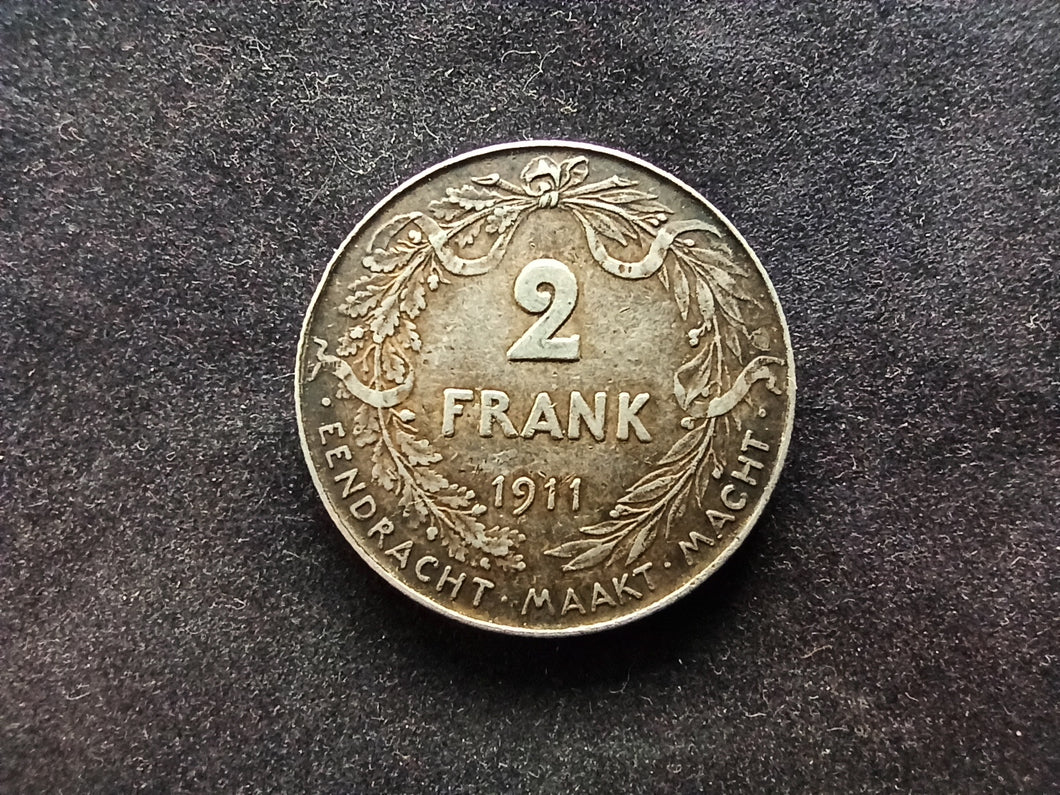 Belgique : 2 Frank 1911 Argent Qualité (Ref 686)