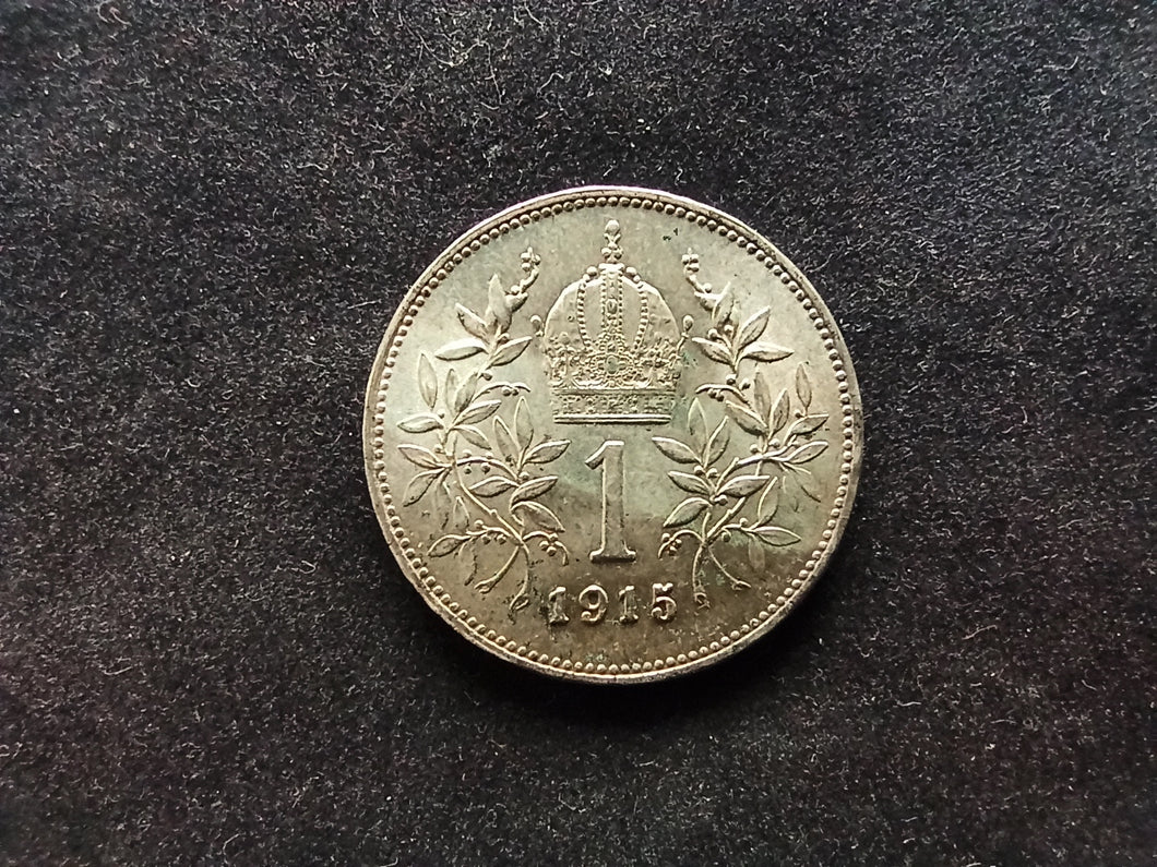 Autriche : 1 Corona 1915 Argent ; Qualité (Ref 688)
