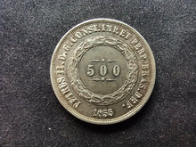 Charger l&#39;image dans la galerie, Brésil : 500 Reis 1855 Argent (Ref 740)
