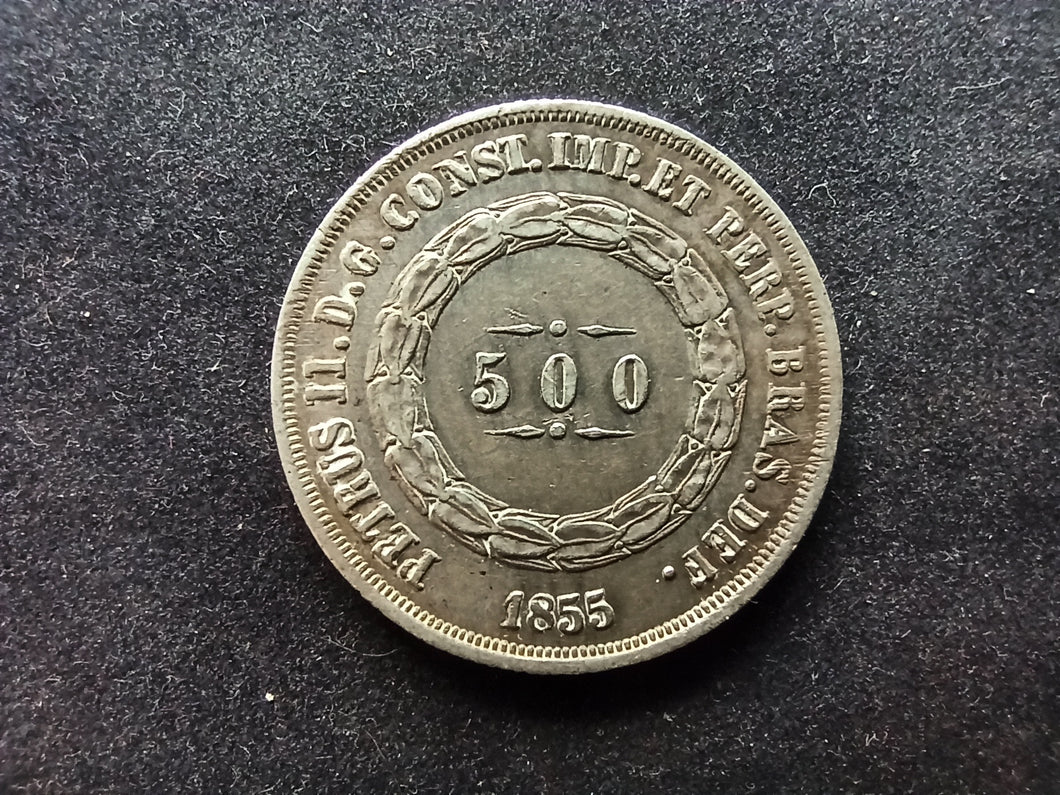 Brésil : 500 Reis 1855 Argent (Ref 740)