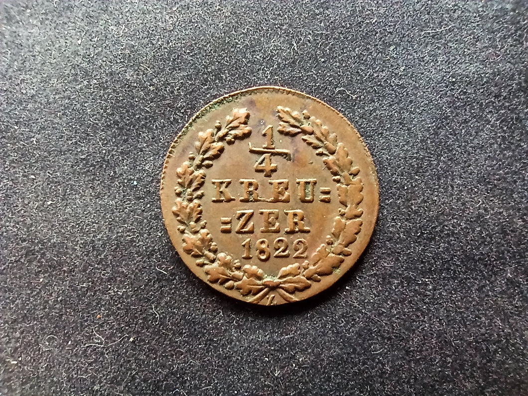 Allemagne : 1/4 Kreuzer 1822 Nassau (Ref 716)