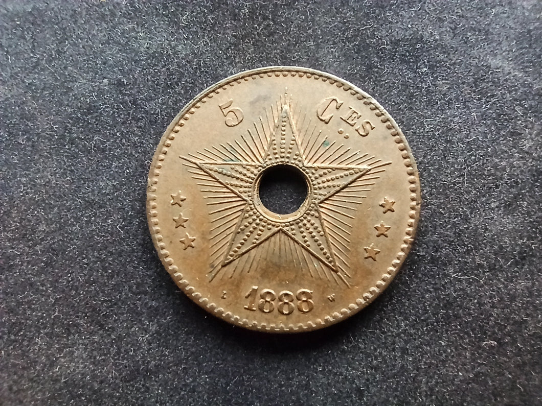 Congo Belge : 5 Cents 1888 (Ref 779)