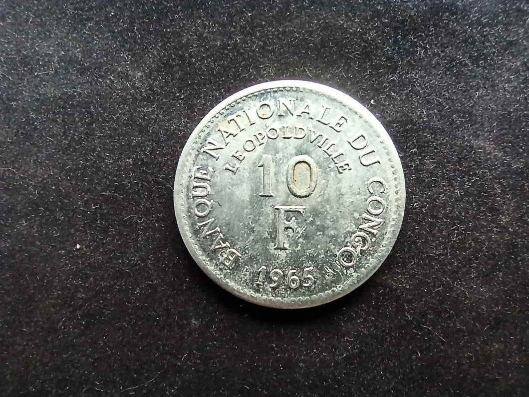 Congo : 10 Francs 1965 (Ref 783)