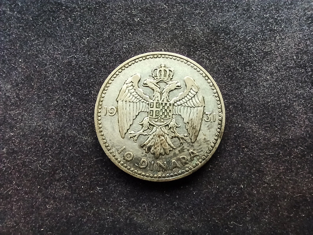 Yougoslavie : 10 Dinara Argent 1931 (Ref 768)