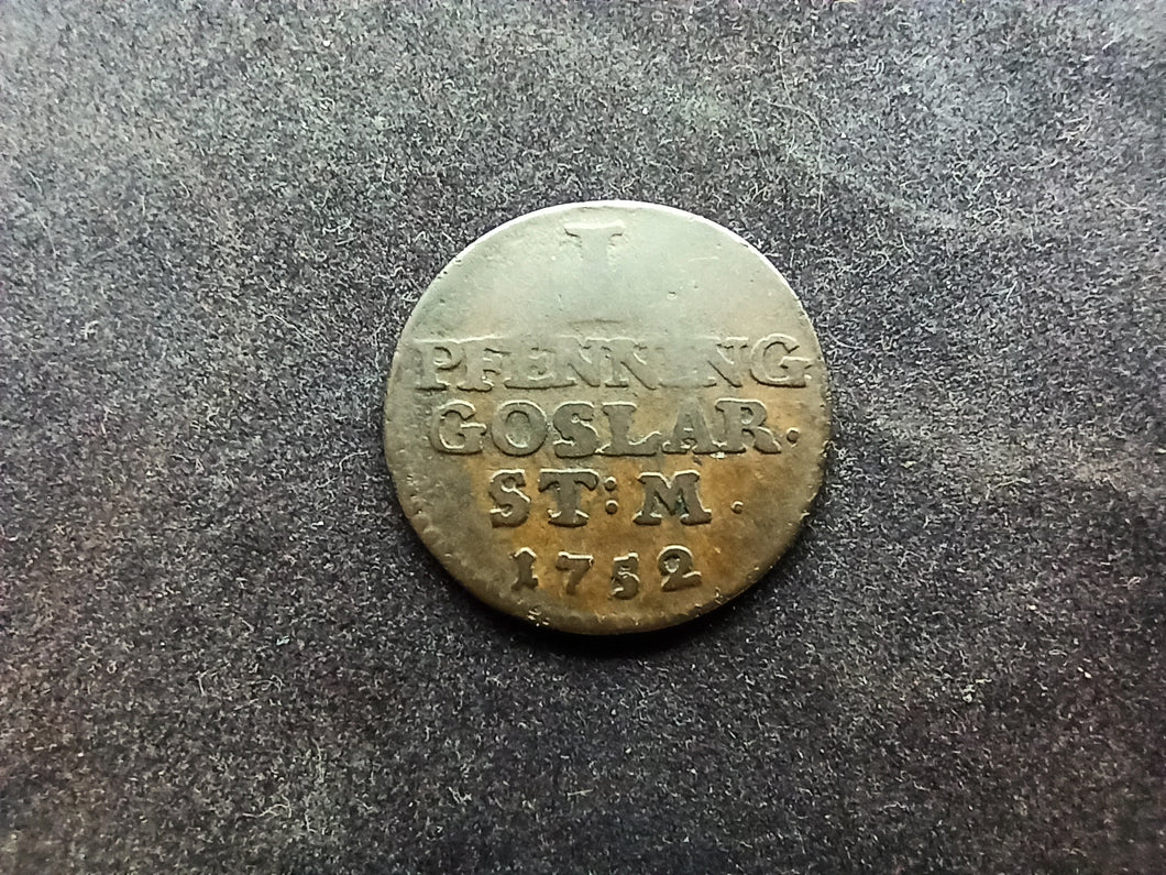 Allemagne : Goslar : 1 Pfennig 1752 (Ref 757)