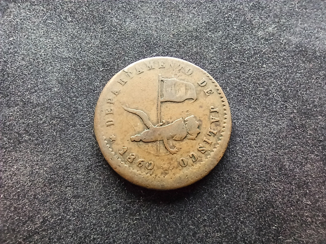 RARE : Mexique : 1/16 Real 1860 Guadalajara (Ref 880)