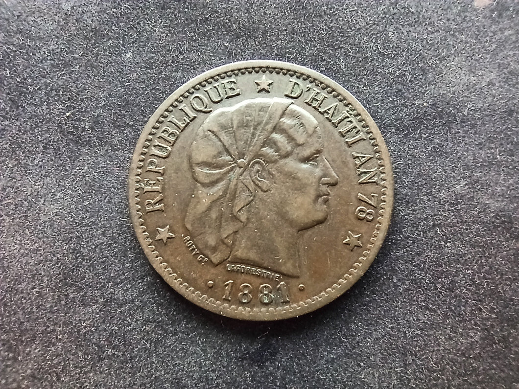 Haïti : 2 Centimes 1881 (Ref 883)