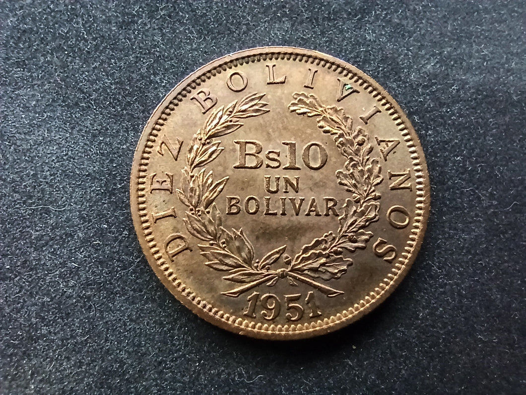 Bolivie : 10 Bolivianos 1951 (Ref 905)