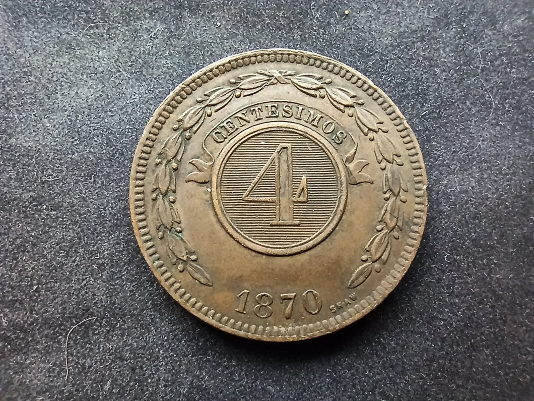 Paraguay : 4 Centesimos 1870 (Ref 911)