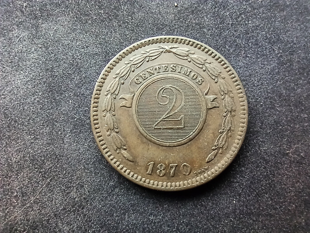Paraguay : 2 Centesimos 1870 (Ref 912)