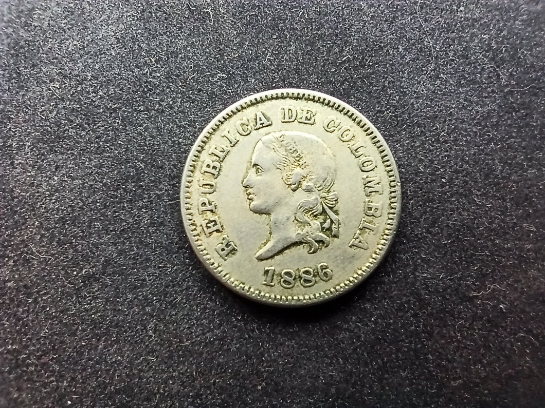 Colombie : 5 Centavos 1886 (Ref 919)
