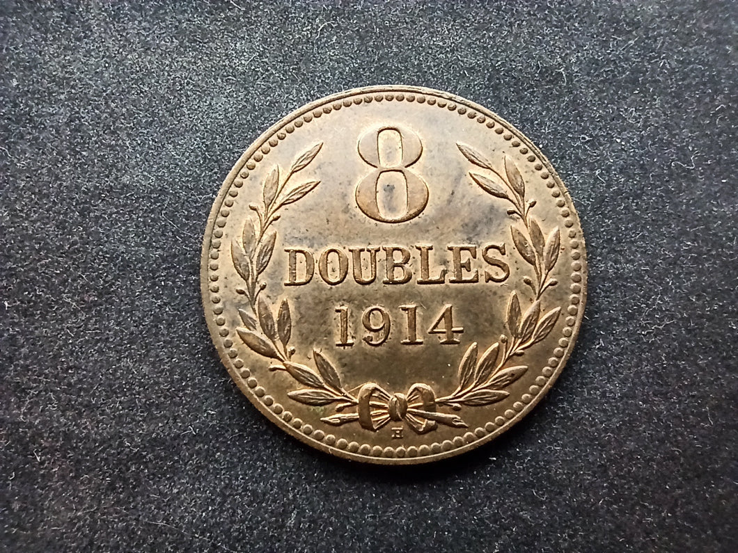 Guernesey : 8 Doubles 1914 ; Qualité (Ref 927)