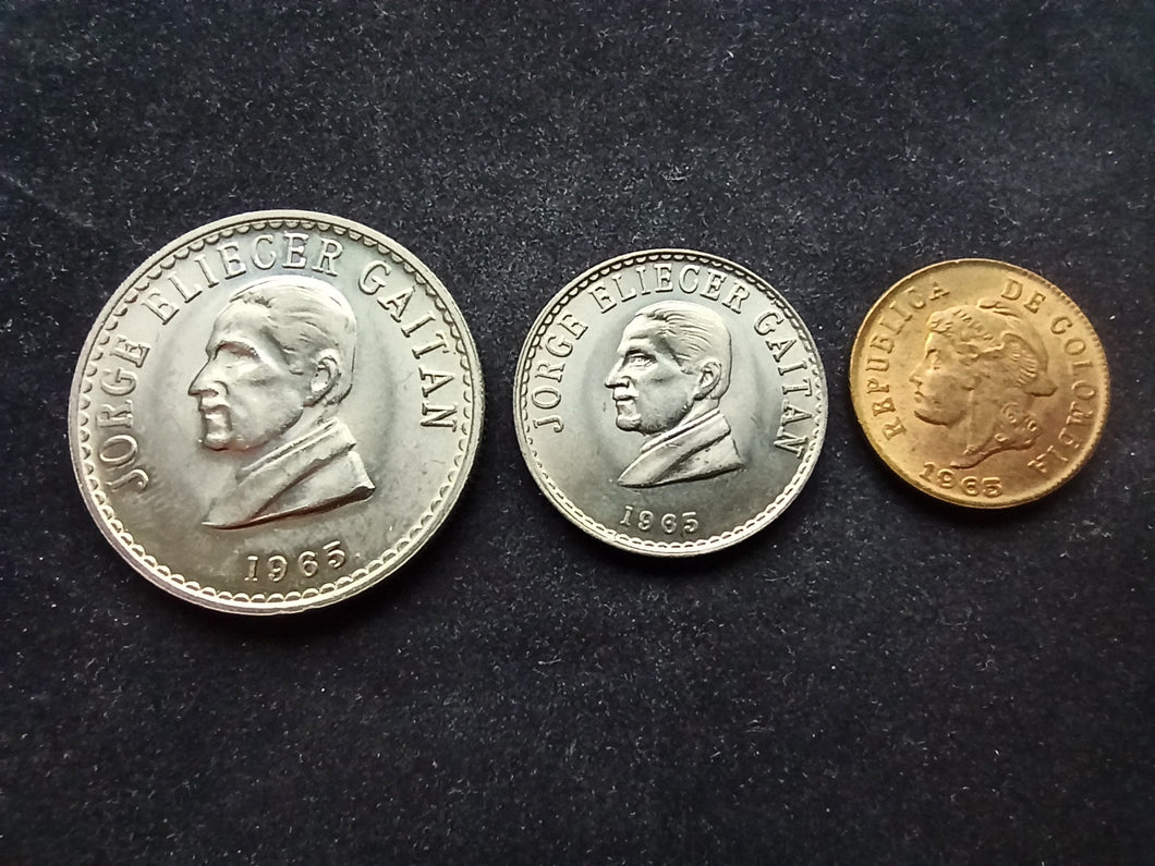 Colombie : Lot 3 Monnaies : 2 / 20 / 50 Centavos 1965 ; Qualité