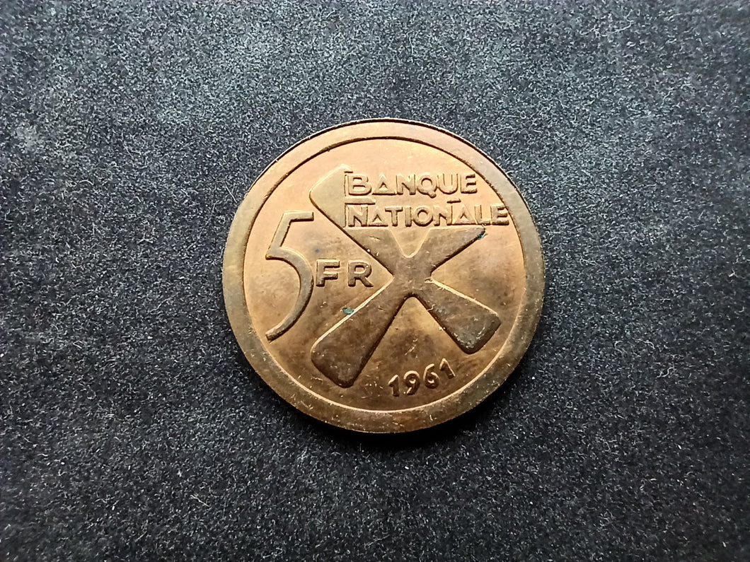 Katanga : 5 Francs 1961 ; Qualité (Ref 971)