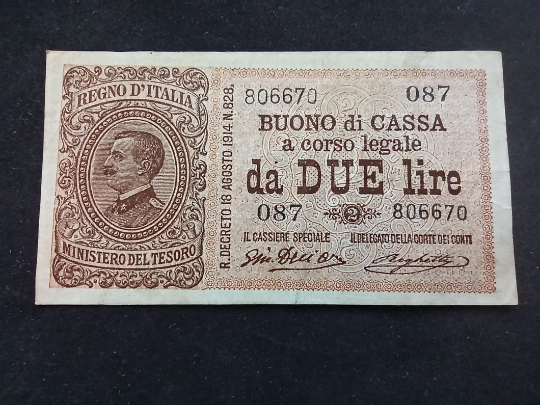 Italie : 2 Lire 1914 (Ref 1024)