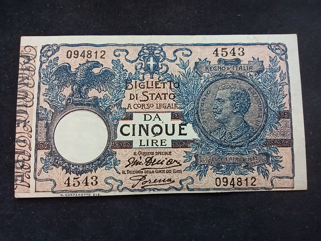 Italie : 5 Lire 1905 / 1925 (Ref 1025)