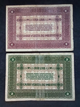 Charger l&#39;image dans la galerie, Italie : 1 + 2 Lire 1918 (Ref 1027)
