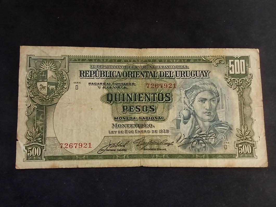 Uruguay : 500 Pesos 1939 (Ref 1063)