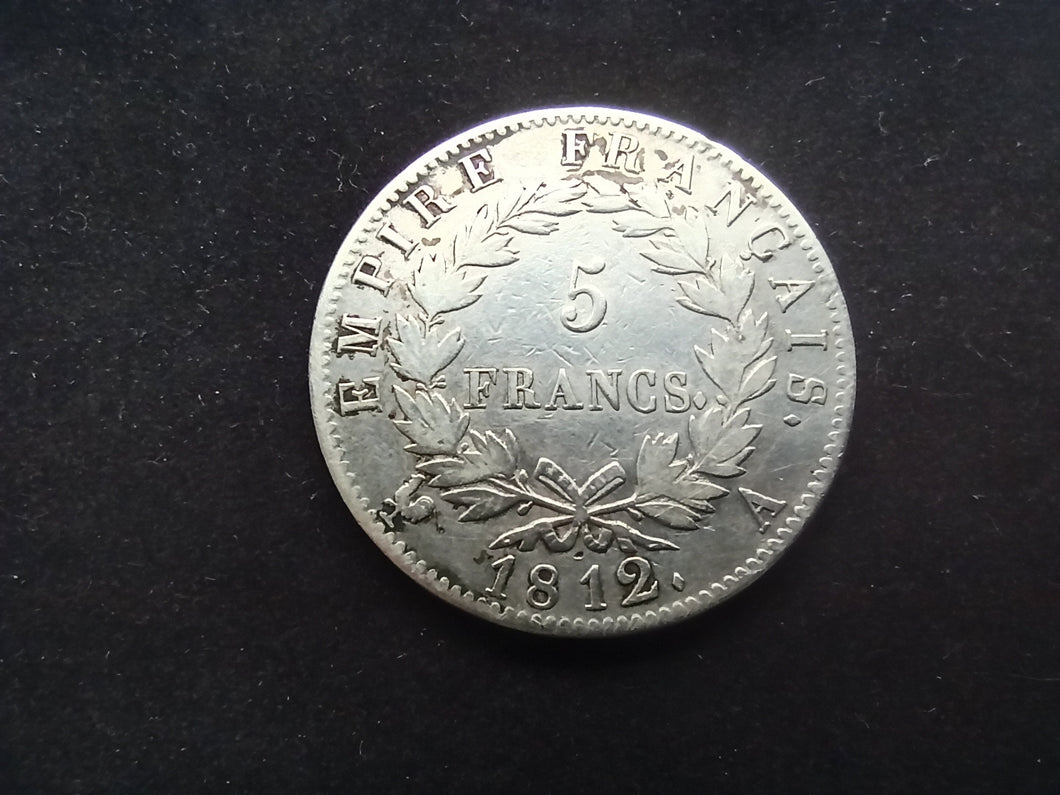 5 Francs Argent Napoleon Premier 1812 A (Ref 1143)