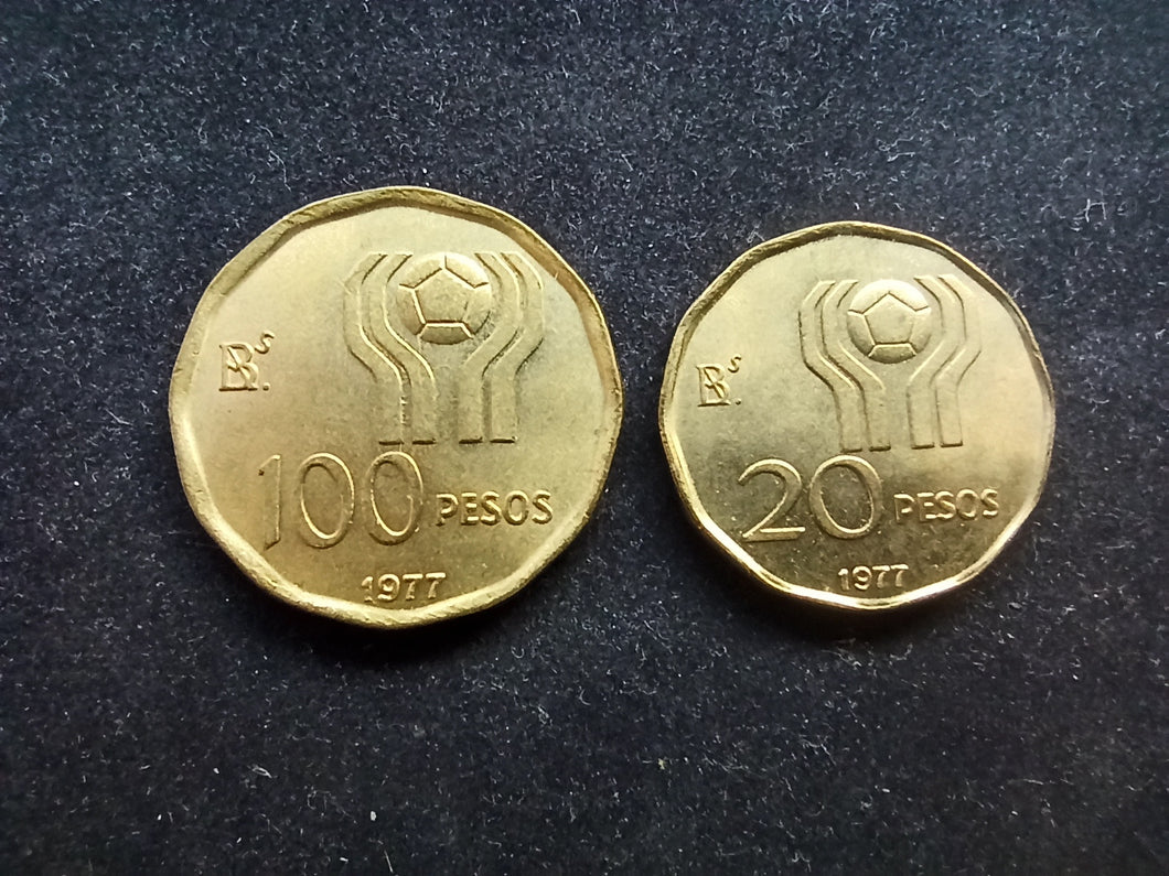 Argentine : 20 et 100 Pesos 1977 ; Qualité  (Ref 1216)