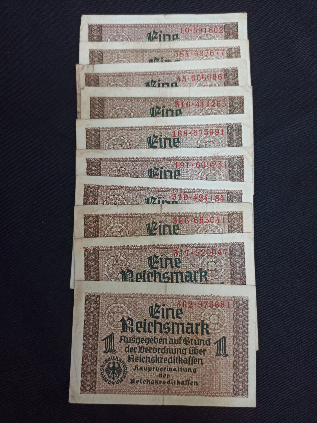 Allemagne : Lot de 10 X 1 Reichsmark 1945 TB