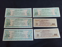 Charger l&#39;image dans la galerie, Chine : Lot de 6 Billets 0,1 et 1 Yuan Foreign Exchange
