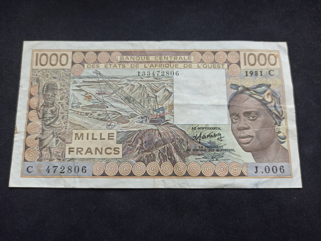 Afrique de l'Ouest : Burkina Faso : 1000 Francs 1981 C (Ref 1220)