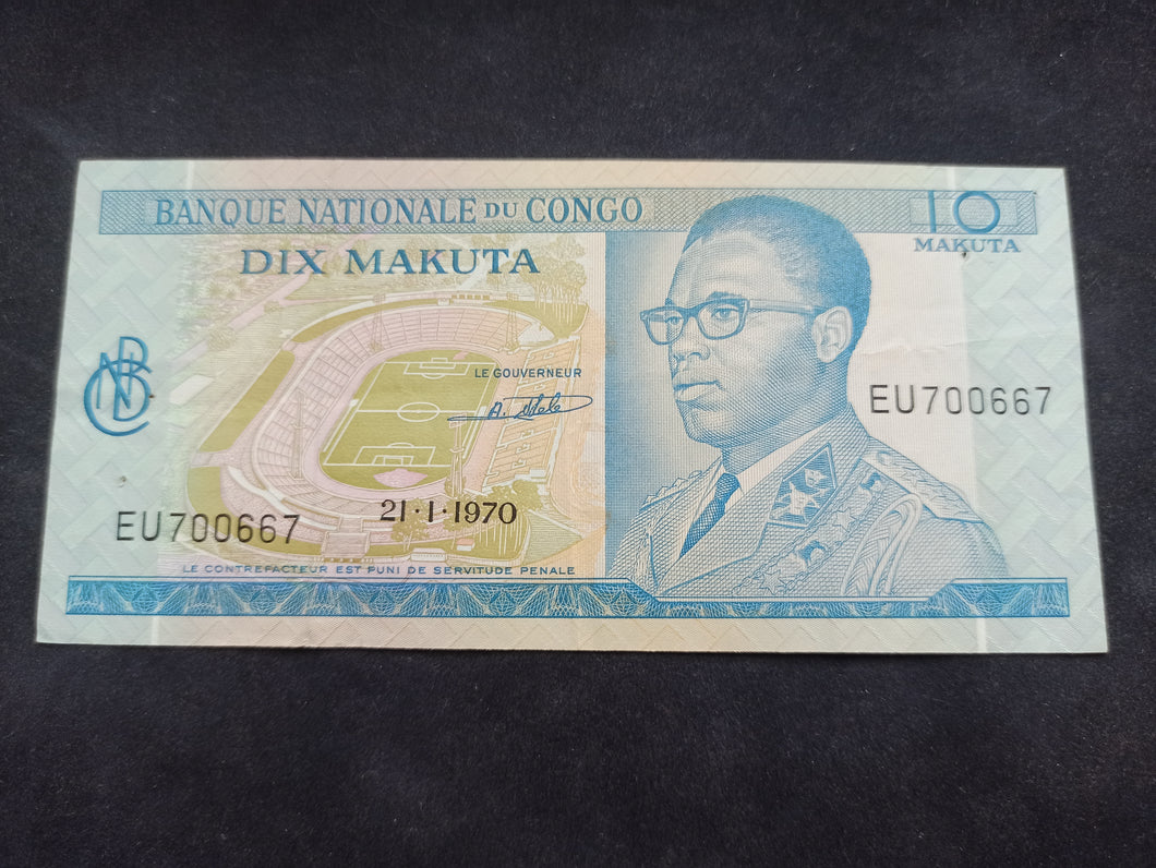 Congo : 10 Makuta 1970 (Ref 1230)