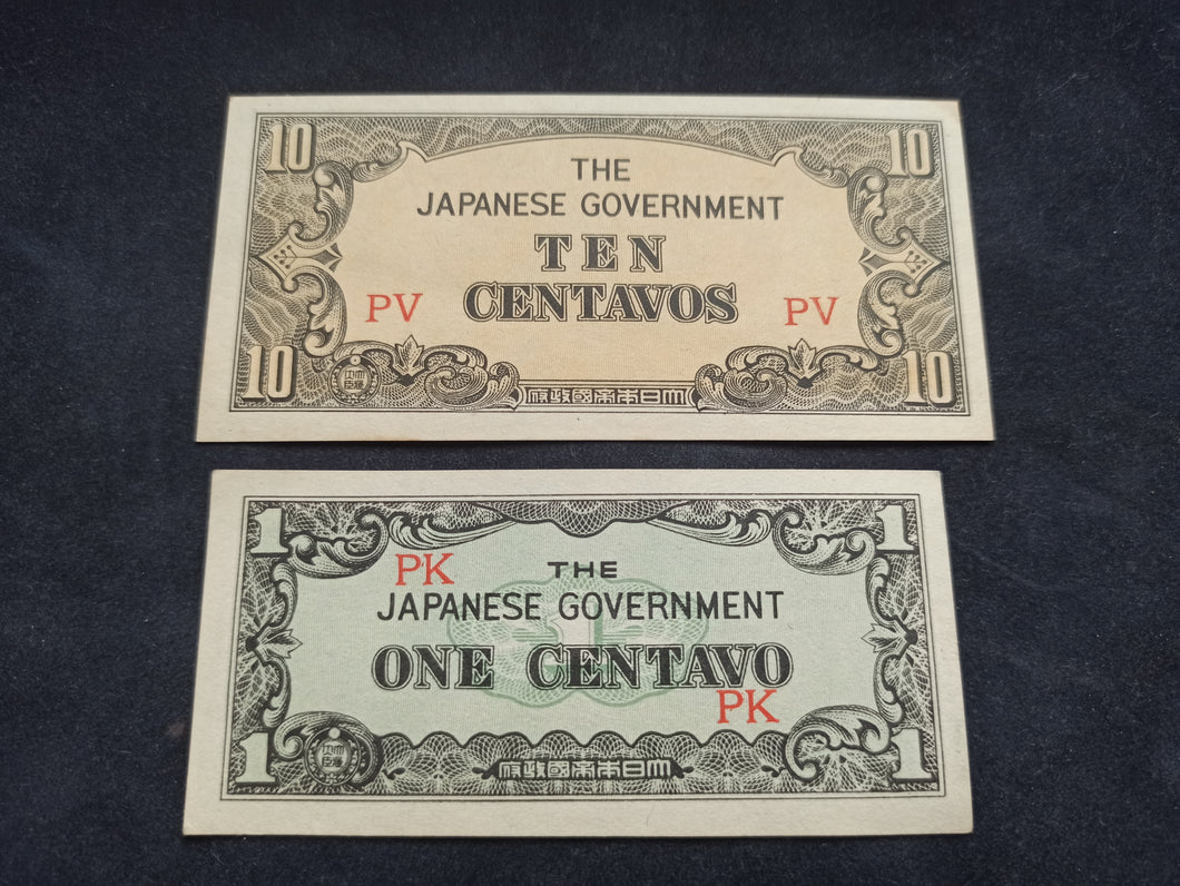 Occupation Japonaise : 1 et 10 Centavo 1942 NEUF (Ref 1246)