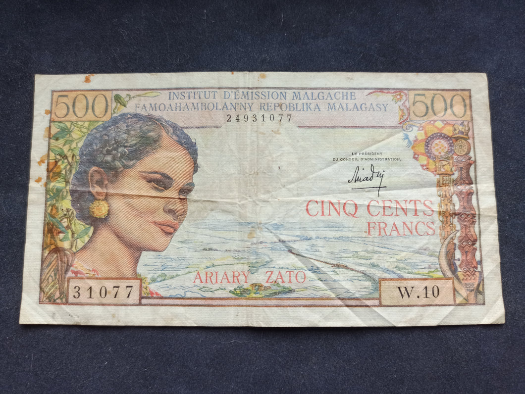 Madagascar : 500 Francs 1966 (Ref 1322)