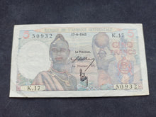 Charger l&#39;image dans la galerie, Afrique Occidentale : 5 Francs 1943 (Ref 1334)
