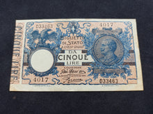 Charger l&#39;image dans la galerie, Italie : 5 Lire (1904-25) (Ref 1361)
