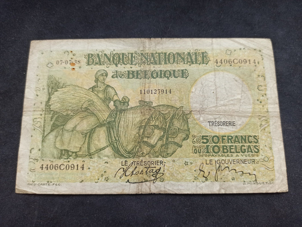 Belgique : 50 Francs 1938 (Ref 1366)