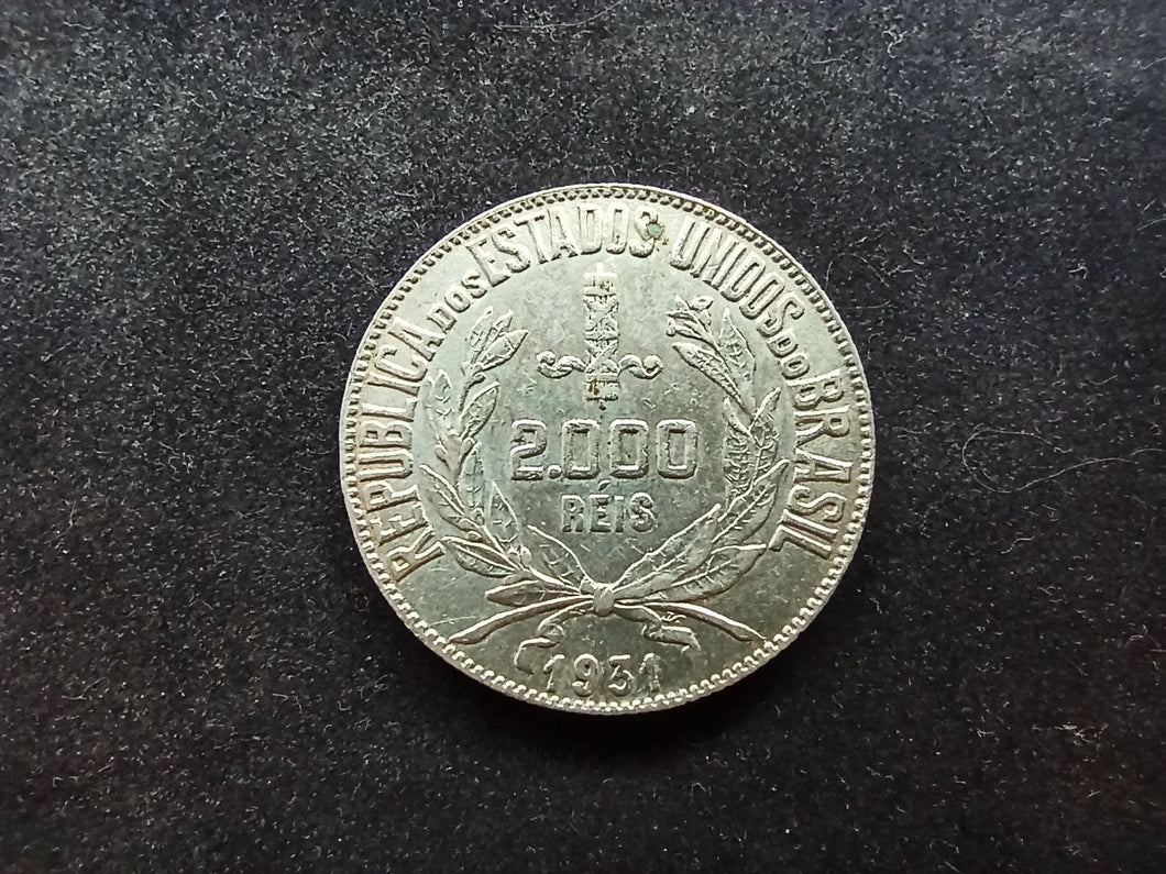 Brésil : 2000 Reis Argent 1931 ; Qualité (Ref 1421)