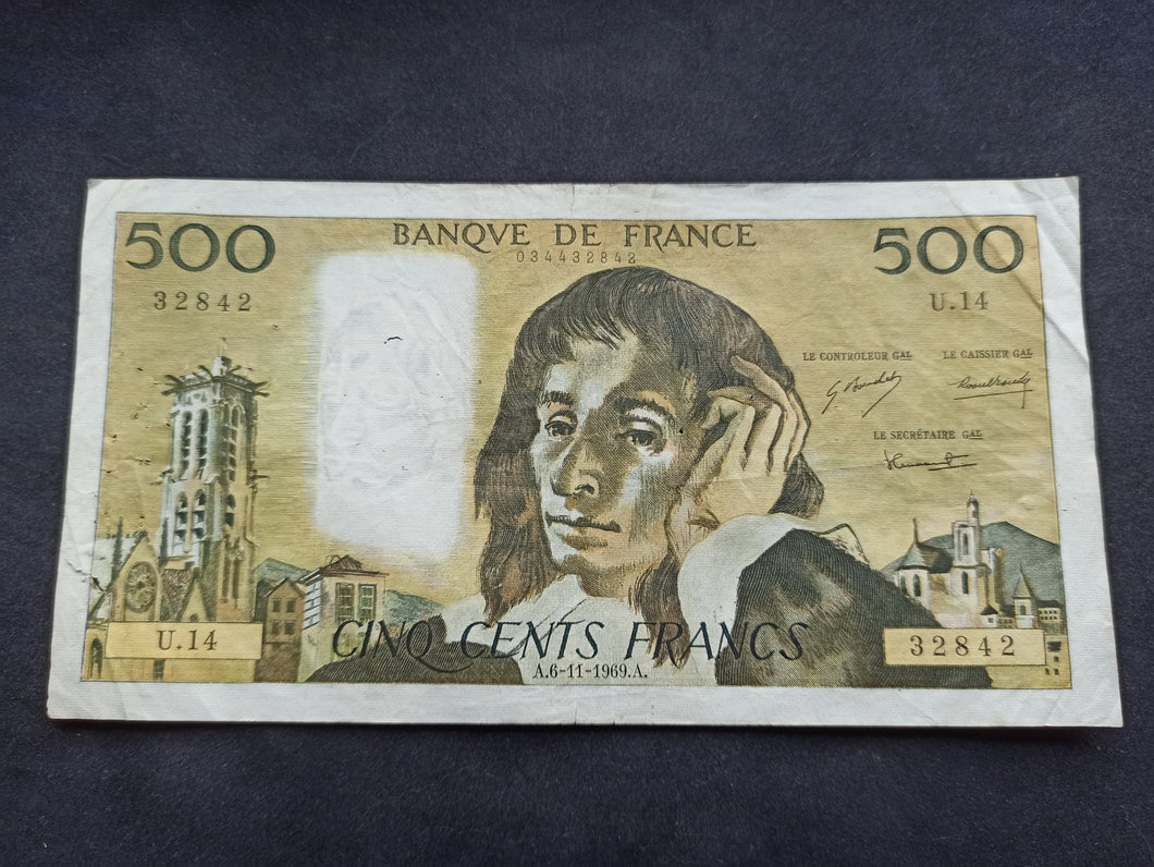 500 Francs Pascal (6-11-1969) (Ref 1435)